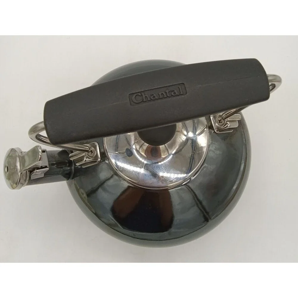 Chantal Whistling Tea Kettle Teapot  Metallic Black/Onyx Enamel 2 Qt